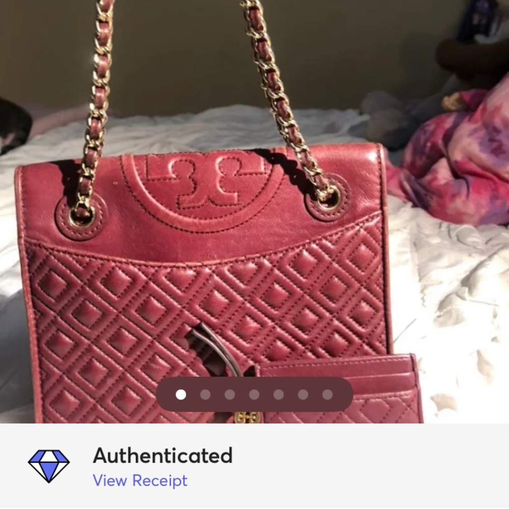 AUTH Tory Burch Fleming Quilted Chain Bag Set